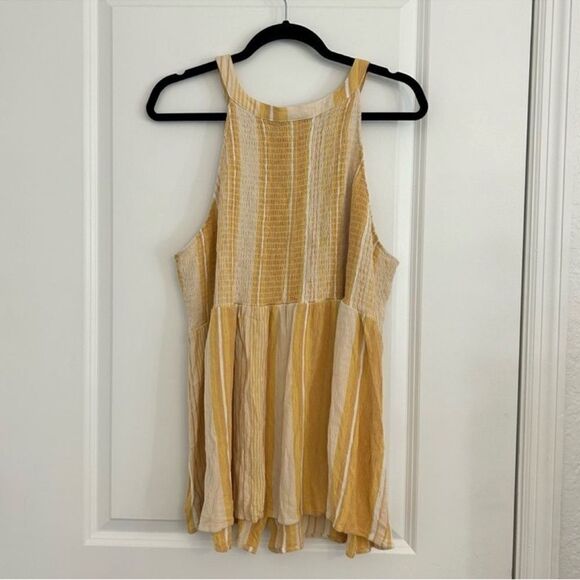 Torrid Yellow Babydoll Rayon Crepe Smocked Tank Sleeveless Stripes 3X - Picture 5 of 11